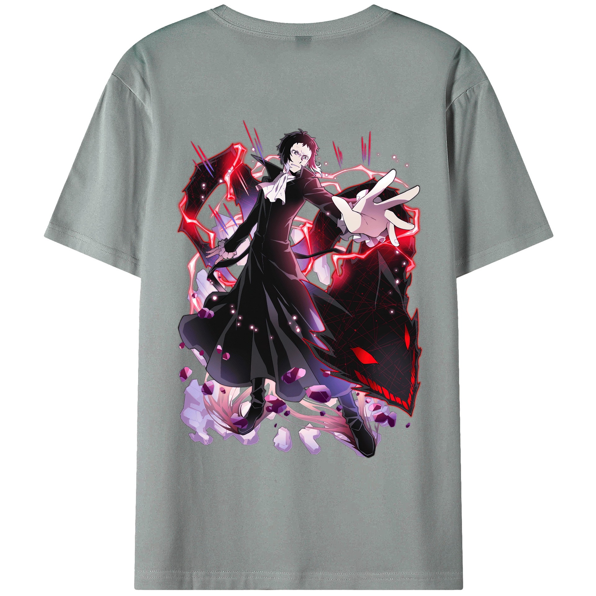 （画像用） 文豪ストレイドッグス Bungo Stray Dogs 綿100％ メンズ半袖Tシャツ（バックプリント） 通気性